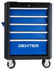 Carrello per officina DEXTER CAB01 in acciaio  4 ruote 5 cassetti 1 ripiani, L 72 x P 48 x H 94 cm