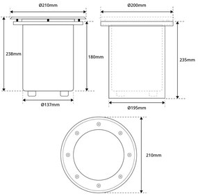 Faro interrato con base E27 - per lampade PAR30 e PAR38 - Doppio Pressacavo Base E27