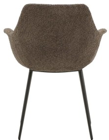 Set di sedie MIRASIERRA in tessuto marrone effetto bouclé e gambe in metallo nero, con braccioli
