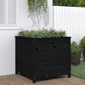 Fioriera Da Giardino Nera 82,5x82,5x78cm Legno Massello Di Pino /