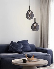 Lampadario LED grigio con paralume in vetro Lukka – Candellux Lighting