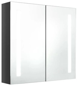 Armadietto bagno con specchio e led grigio lucido 62x14x60 cm