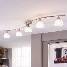 Lindby plafoniera Della, nickel, 110 cm, a 5 luci, E14