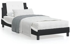 Letto con materasso nero e bianco 80x200 cm in similpelle