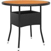 Tavolo Giardino 80x75 cm Massello Acacia e Polyrattan Nero 310608