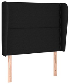 Testiera ad orecchio nera 93x23x118/128 cm in tessuto
