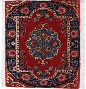Kashan Tappeto 80x90 Blu (Iran) Annodato A Mano