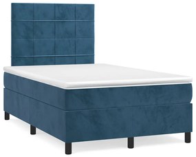 Letto A Molle Materasso E Led Blu Scuro 120x190 Cm İn Velluto /