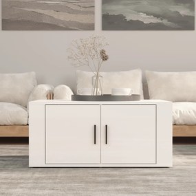 Tavolino Da Salotto Bianco Lucido 80x50x36cm Legno Multistrato /