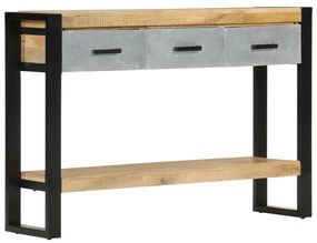 Tavolo Consolle 110x30x76 Cm İn Legno Massello Grezzo Di Mango /