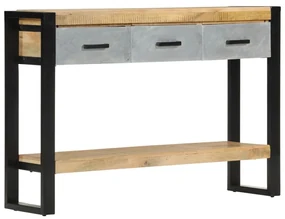 Tavolo Consolle 110x30x76 Cm İn Legno Massello Grezzo Di Mango /