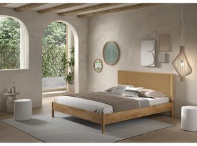 Letto matrimoniale di colore naturale in rovere massiccio rete non inclusa 180x200 cm Olive Rope – Vipack