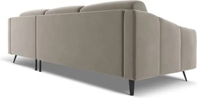 Divano angolare beige (con penisola a destra) con rivestimento in velluto Nalu – Makamii