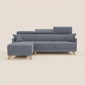 Sole Divano letto matrimoniale angolare con penisola contenitore e poggiatesta reclinabili - tessuto smacchiabile T23