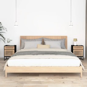 Comodini 2 Pz Neri 40x30x55,5 Cm Legno Multistrato E Ferro /