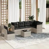 Set Divani da Giardino 7pz con Cuscini Grigio Chiaro Polyrattan 3249551