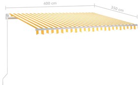 Tenda da Sole Retrattile Manuale LED 400x350 cm Giallo Bianco