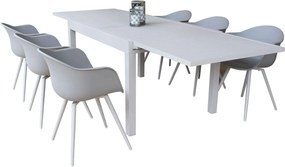 JERRI - set tavolo in alluminio cm 135/270 x 90 x 75 h con 6 Poltrone Dynamo