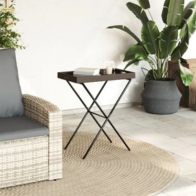 Tavolino vassoio pieghevole marrone 65x40x75 cm in polyrattan