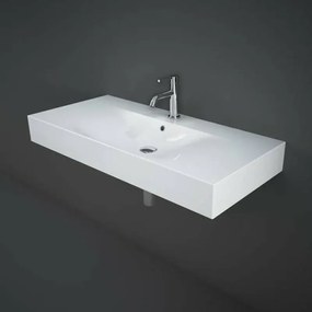 Lavabo sospeso 100cm in ceramica bianca Rak Des