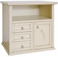 Porta tv 1 anta 3 cassetti legno shabby avorio patinato 84x40x80 - Mobili 2G