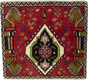Shiraz Tappeto 70x80 Rosso (Iran) Annodato A Mano