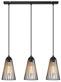 Lampadario a sospensione con filo TORRI 3xE27/15W/230V nero