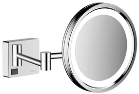 Specchio da rasatura a muro orientabile ingrandimento 3x con luce led cromo hansgrohe addstoris 41790000