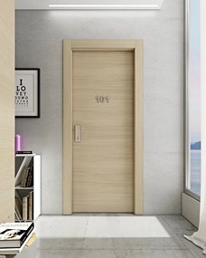 Porta interna a battente Rei30S1 Deserto in legno di abete colore olmo chiaro, L 60 x H 210 cm, apertura a destra