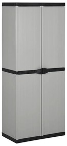 Armadietto Da Giardino Con 3 Ripiani Grigio E Nero 68x40x168 Cm /