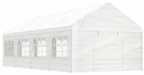 Gazebo con Tetto Bianco 8,92x4,08x3,22 m in Polietilene