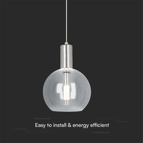 Lampada a Sospensione LED 5W Vetro Trasparente 3000K Acciaio