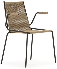 Sedie da pranzo in set beige in metallo con braccioli/impilabili 2 pz Emily – Marckeric