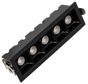 Faro LED Incasso 12W Nero Rettangolare Foro 140x35mm CRI92 Colore Bianco Caldo 3.000K