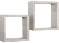 Set 2 Mensole Cubo da Parete Quadrato in Fibra di Legno Ginevra Rovere Grigio