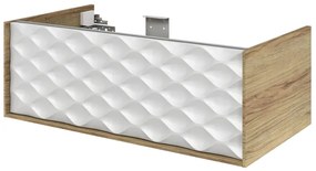 Mobile da bagno sotto lavabo SENSEA Neo Frame bianco e noce laccato lucido L 90 x H 32 x P 48 cm 1 cassetto, lavabo non incluso
