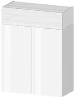 Scarpiera 2 ante un ripiano 76x35x100cm - HORIZON Colore: Bianco Laccaro Lucido-Bianco Larice