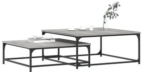 Tavolini salotto impilabili 2pz grigio sonoma legno multistrato