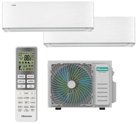 Condizionatore a muro multisplit inverter dual HISENSE ENERGY PRO X 9+12 13.989 BTU 9K 12K classe raffreddamento A++, classe di riscaldamento A++, bianco