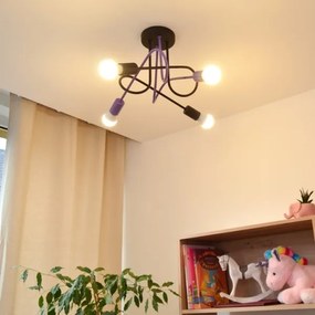 Lampadario a plafone OXFORD 4xE27/15W/230V nero/viola