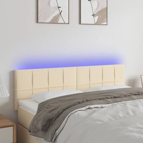 Testiera A Led Crema 144x5x78/88 Cm İn Tessuto /