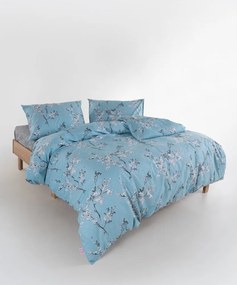 Set copripiumino e federa blu in cotone renforcé per letto matrimoniale ed esteso 240x220 cm Blue Floral – Mila Home Luxury