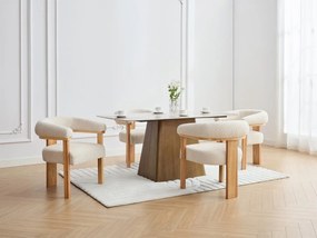 Sedia con braccioli Tessuto bouclette Legno di hevea Bianco Naturale - Lotto di 6 - LIVELIA di Pascal MORABITO