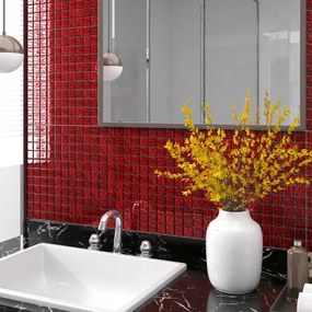 Piastrelle Mosaico 11 Pz Rosso 30x30 Cm İn Vetro /