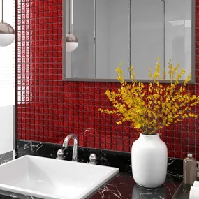 Piastrelle Mosaico 11 Pz Rosso 30x30 Cm İn Vetro /