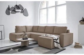 Divano letto angolare in velluto a coste beige Brave Dave - Miuform