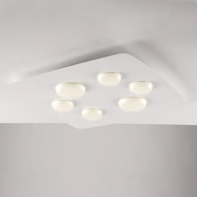 Plafoniera in metallo laccato bianco con diffusori in silicone a le...