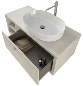 Mobile bagno sospeso 110 cm grigio nuvola Master lavabo 42,5 e specchio 80