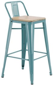 Sgabello da giardino in acciaio blu Oxford, seduta in legno