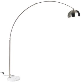 Lampada da terra ad arco in acciaio con base in marmo bianco e paralume in acciaio - Arc XXL